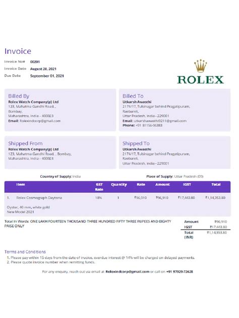 rolex invoice pdf|rolex bill pdf.